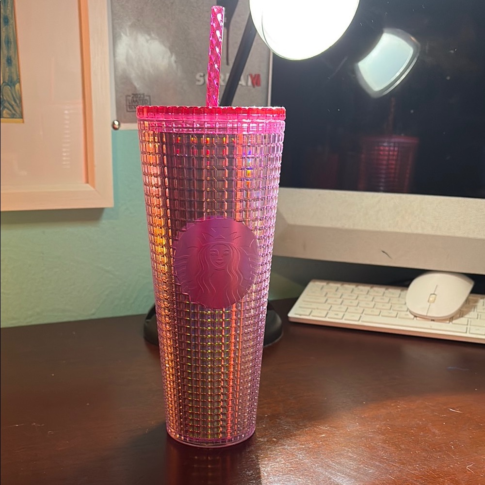 Starbucks Pink Iridescent Tumbler with Straw
